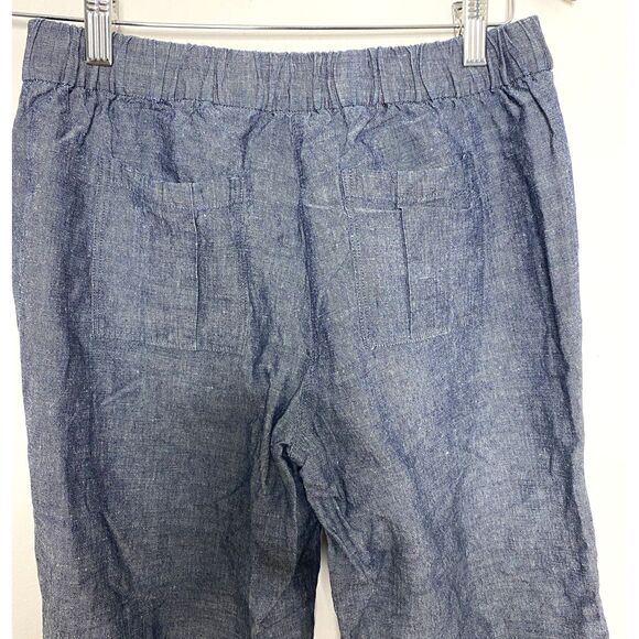 New York & Co Chambray Linen Pants Wide Leg Pull-On Drawstring Waist Blue XS - Picture 5 of 10